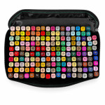 Set 168 markere cu varf dublu, multicolore, geanta de depozitare