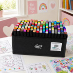 Set 168 markere cu varf dublu, multicolore, geanta de depozitare