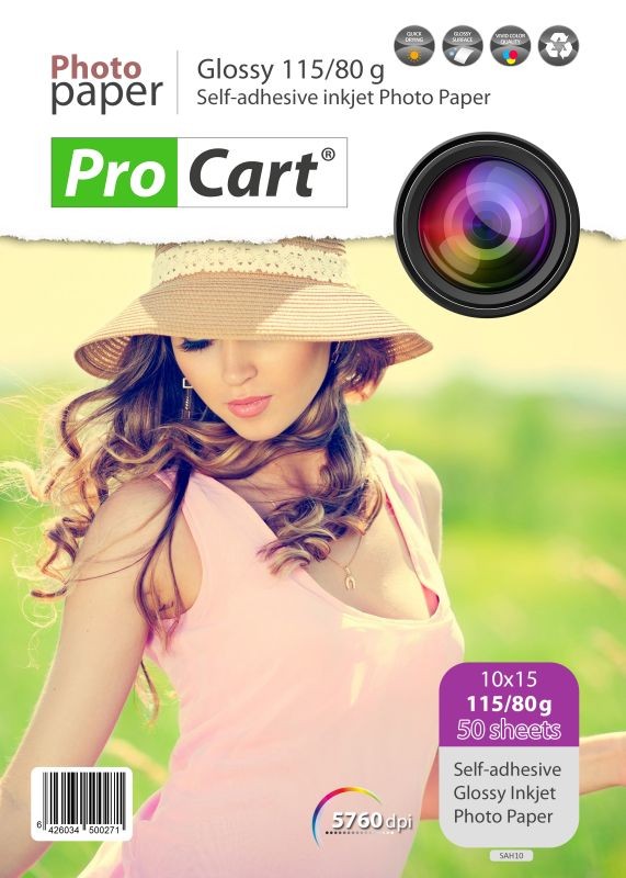 Hartie foto glossy autoadeziva 115/80g 10x15 cm