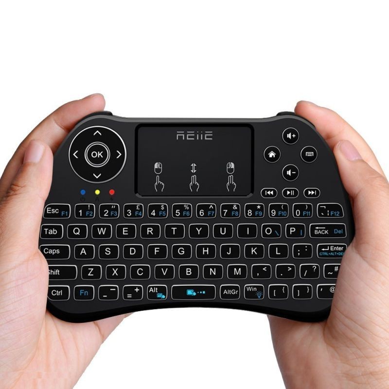 Mini tastatura iluminata, wireless cu touchpad, reiie h9+