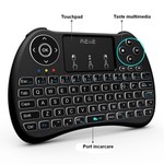 Mini tastatura iluminata, wireless cu touchpad, reiie h9+