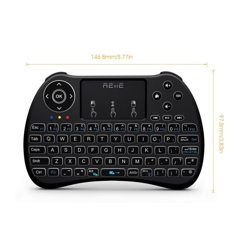Mini tastatura iluminata, wireless cu touchpad, reiie h9+