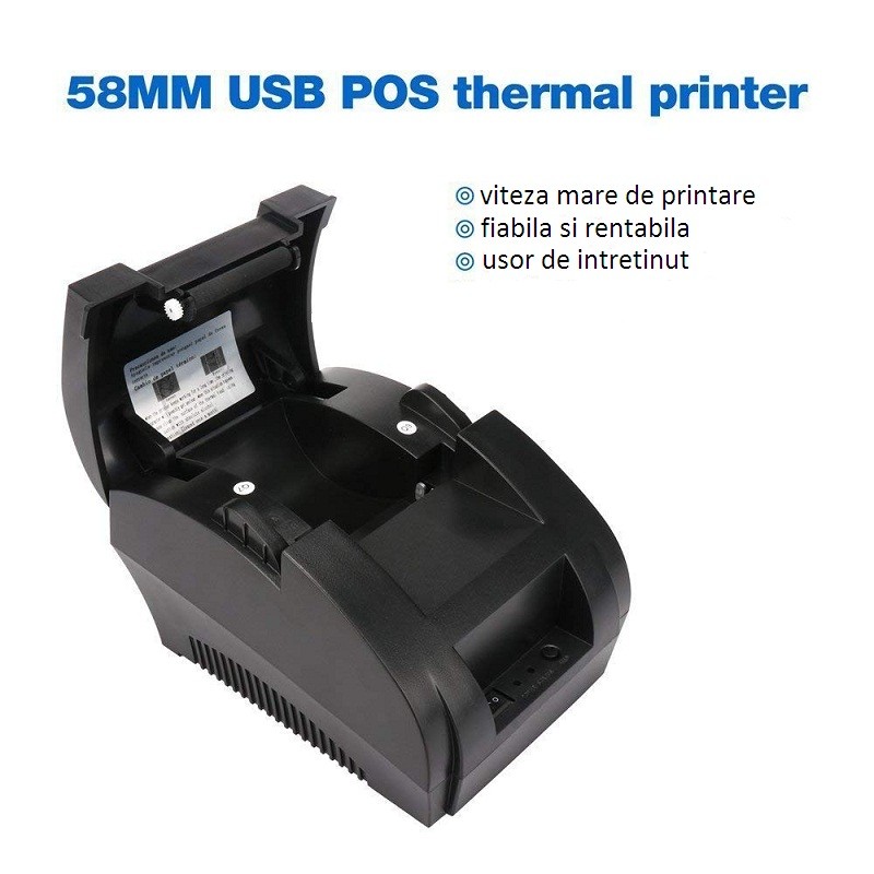 Imprimanta termica pos, 58 mm, 203 dpi, usb