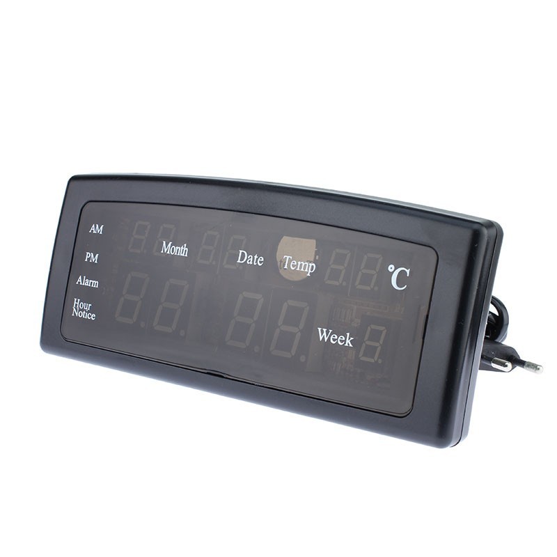 Ceas digital afisaj led rosu, data, alarma, temperatura, negru, caixing