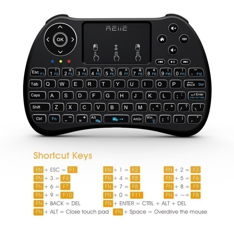 Mini tastatura iluminata, wireless cu touchpad, reiie h9+