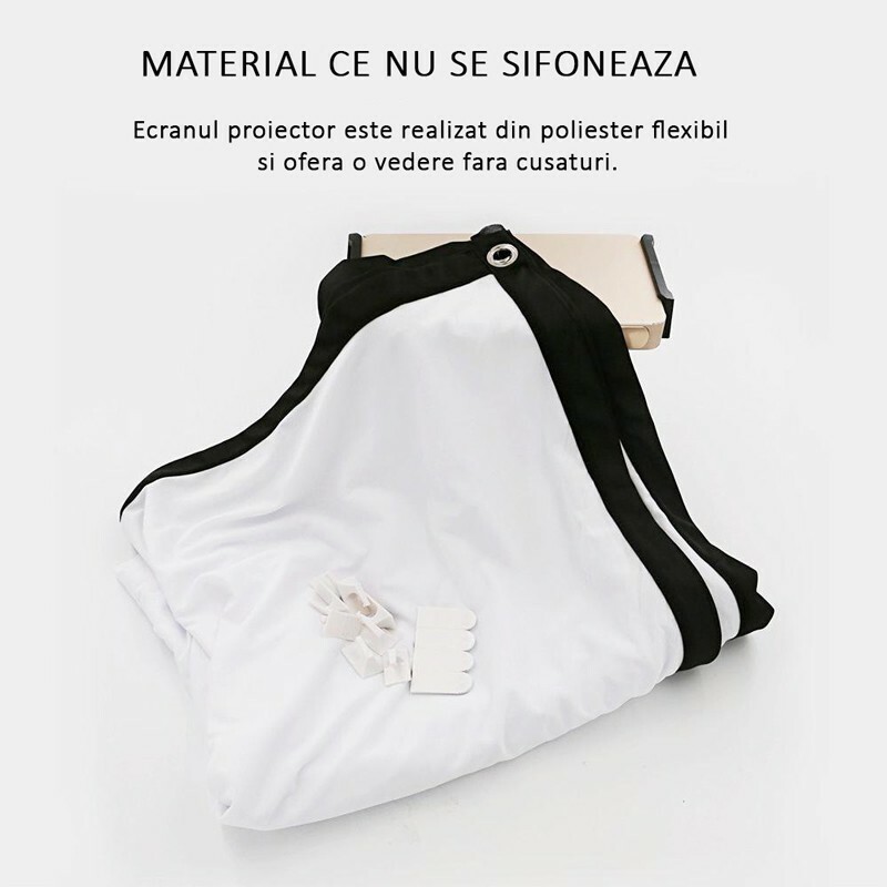 Ecran de proiectie 120 inch 16:9 textil, 268x155 cm, portabil, fixare perete