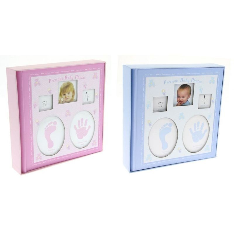 Album foto baby personalizabil, 200 poze, 10x15, amprente bebelus, cutie culoare albastru