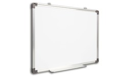 Tabla magnetica 60x90 cm, rama aluminiu, suprafata alba lacuita, tavita culisanta