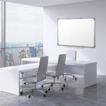 Tabla magnetica premium alba 90x120 cm, rama de aluminiu, fixare perete, suport markere