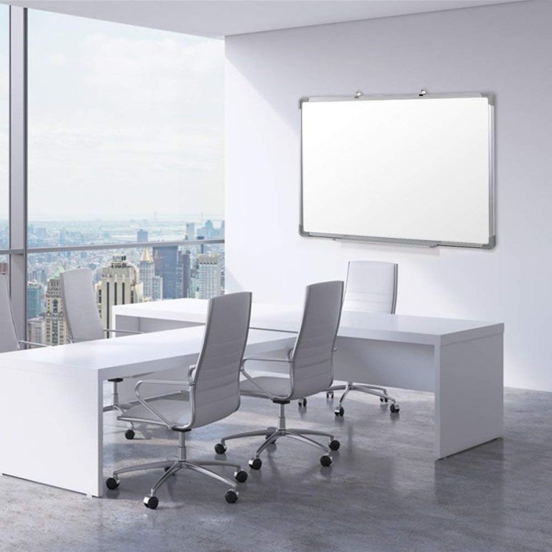 Tabla magnetica premium alba 90x120 cm, rama de aluminiu, fixare perete, suport markere