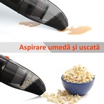 Aspirator portabil cu vacuum 120w, 3 capete si perii, lanterna, acumulator, filtru hepa