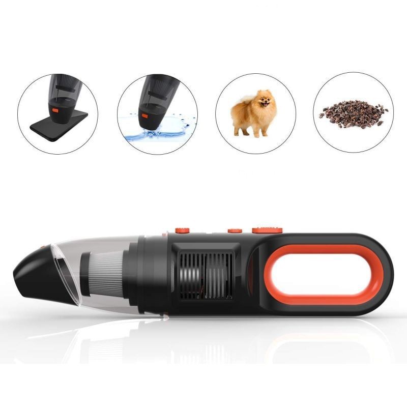 Aspirator portabil cu vacuum 120w, 3 capete si perii, lanterna, acumulator, filtru hepa