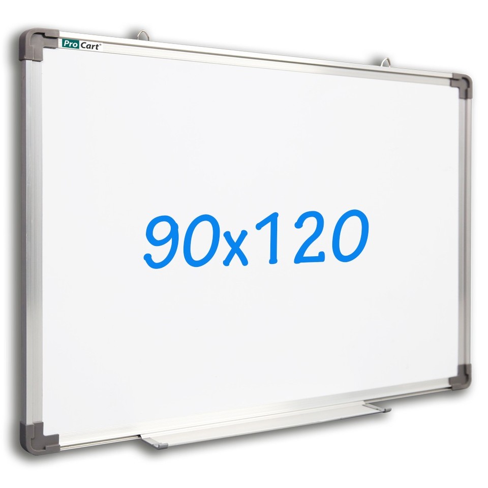Tabla magnetica premium alba 90x120 cm, rama de aluminiu, fixare perete, suport markere