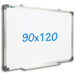 Tabla magnetica premium alba 90x120 cm, rama de aluminiu, fixare perete, suport markere
