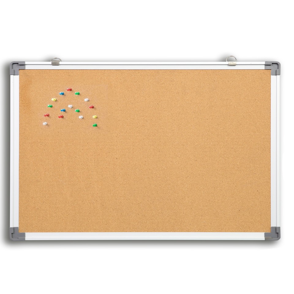 Panou tabla pluta, rama din aluminiu, 60x90 cm, fixare perete
