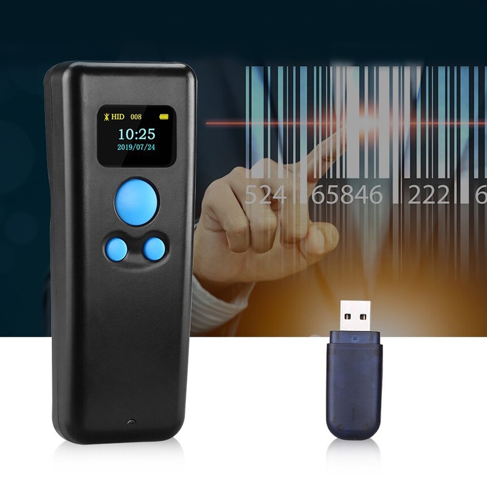 Cititor coduri bare bluetooth 1d portabil, receiver usb, android ios usb, arm 32, 16mb, display 0.96 inch