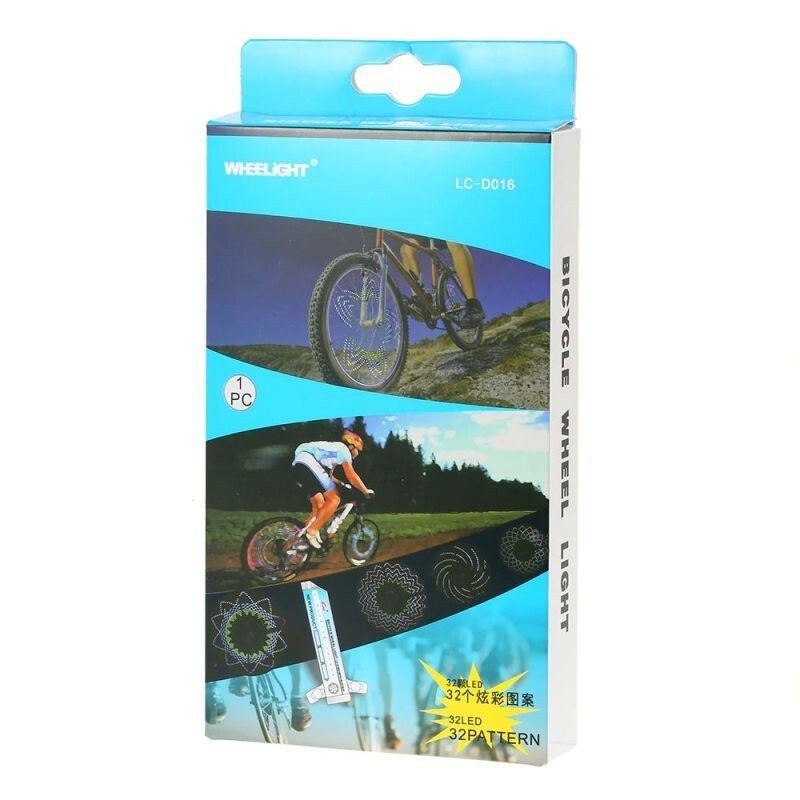 Lumina spita bicicleta 32 led-uri, 4 culori, 30 modele glow, baterii aaa