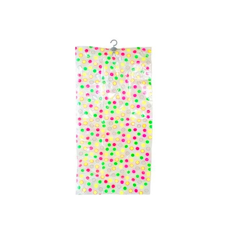 Sac pentru vidat 70x105cm, carlig suspendare, model buline colorate, pentru textile