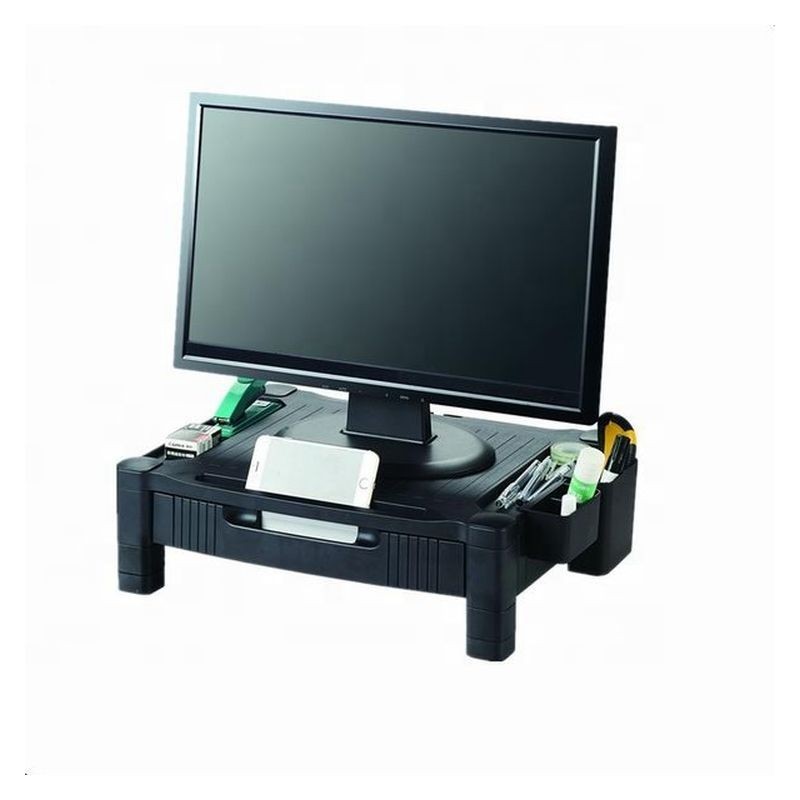 Suport pentru monitor, inaltime reglabila, sertar, stand pixuri, picioare anti-derapante