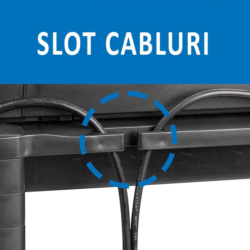 Suport pentru monitor, inaltime reglabila, sertar, stand pixuri, picioare anti-derapante