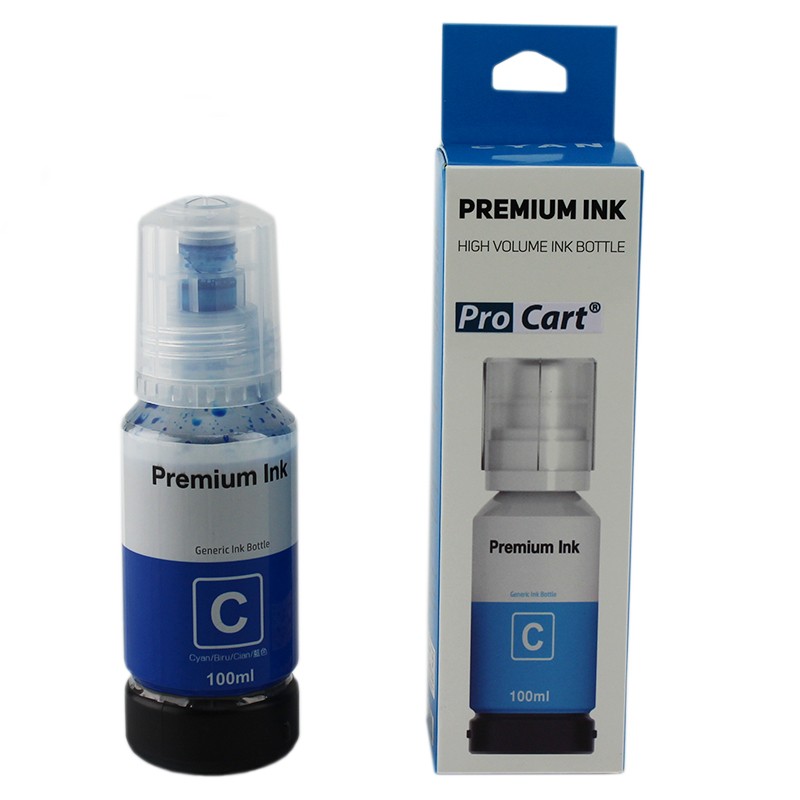 Cerneala compatibila premium epson l102, l103, l105, l106 ecotank, flacon xxl 100 ml culoare cyan