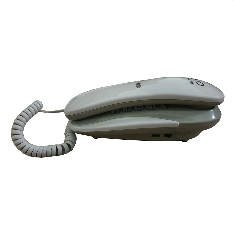 Telefon fix, cu fir, tastatura mare, montare pe perete, functii reapelare, mute, silentios culoare alb
