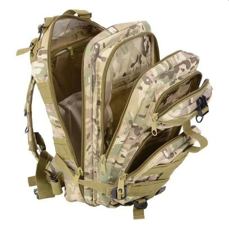 Rucsac camuflaj, 2 compartimente, 2 buzunare, impermeabil, inchidere cu fermoar