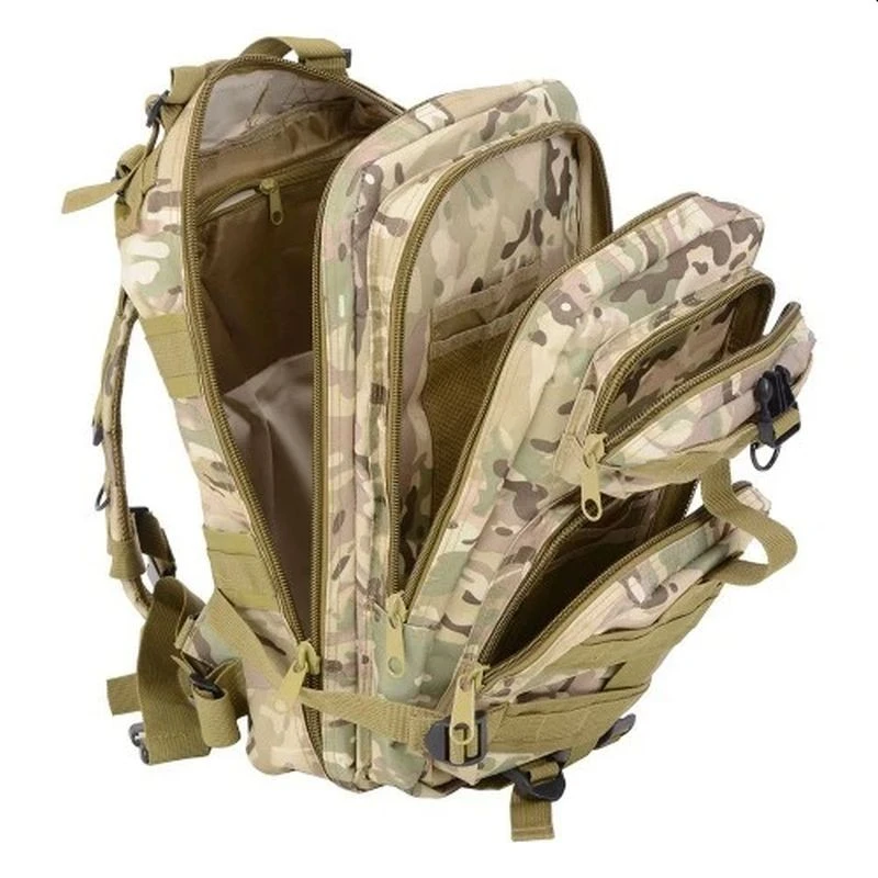 Rucsac camuflaj, 2 compartimente, 2 buzunare, impermeabil, inchidere cu fermoar