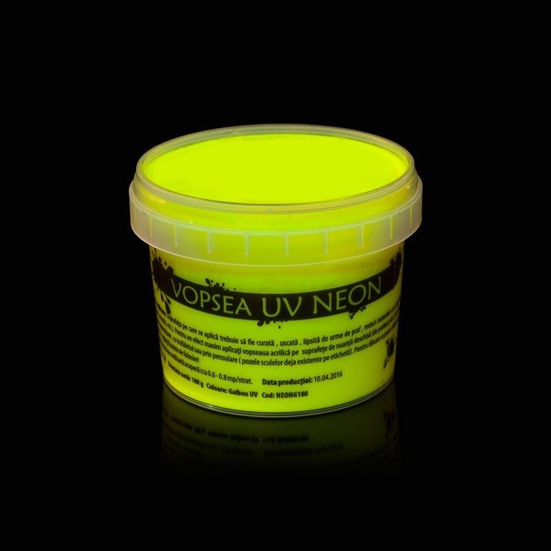 Vopsea uv neon colorata, set 6 nuante recipient 750 g