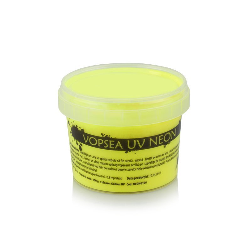Vopsea uv neon colorata, set 6 nuante recipient 750 g