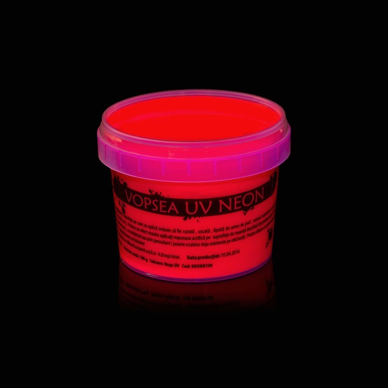 Vopsea uv neon colorata, set 6 nuante recipient 750 g