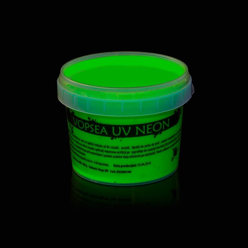 Vopsea uv neon colorata, set 6 nuante recipient 750 g