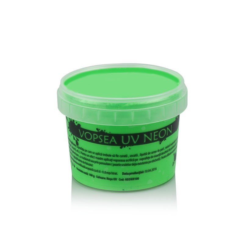 Vopsea uv neon colorata, set 6 nuante recipient 750 g