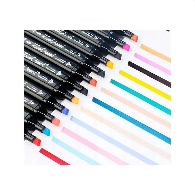 Set 40 markere multicolore cu 2 capete pentru scriere, geanta depozitare inclusa