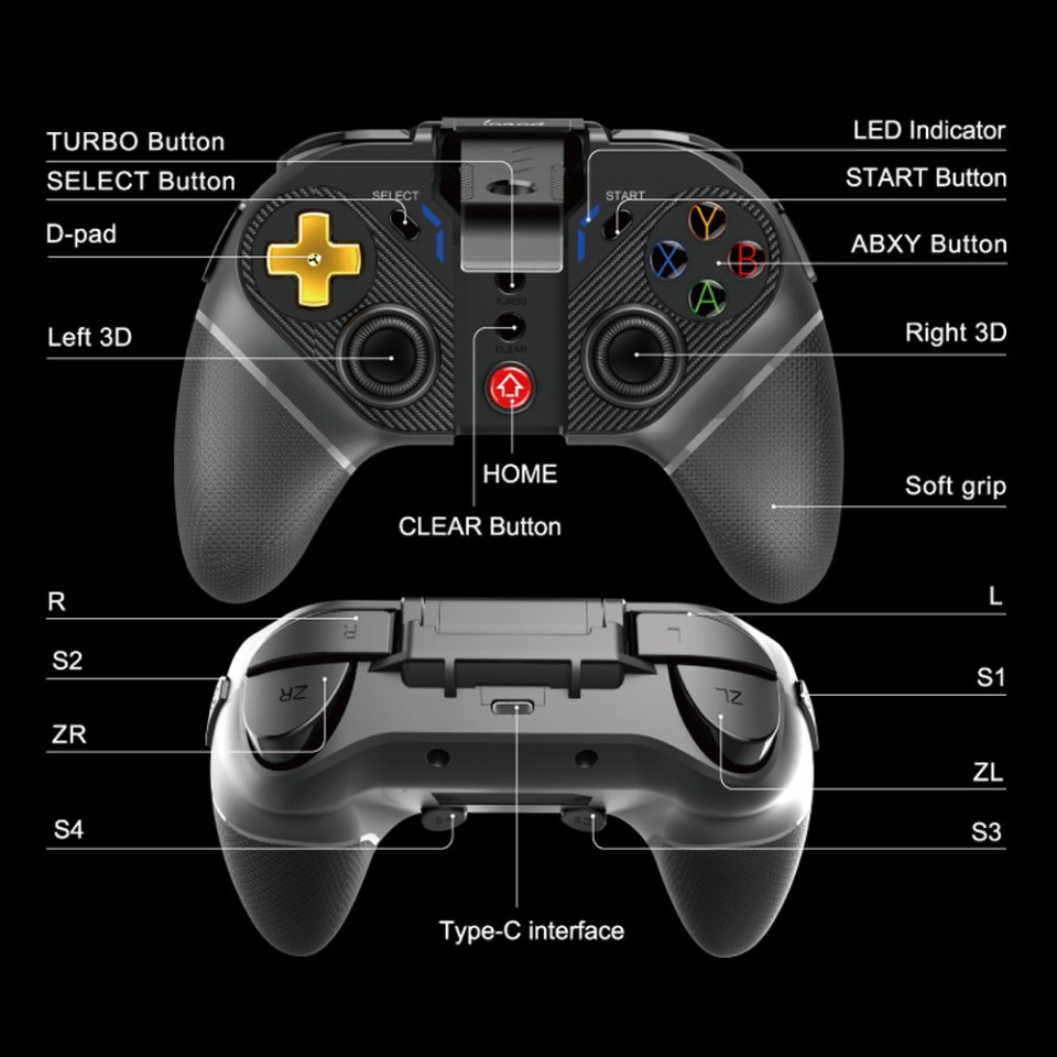 Gamepad controller wireless gold warrior 2.4g, android si ios, suport smartphone 6 inch