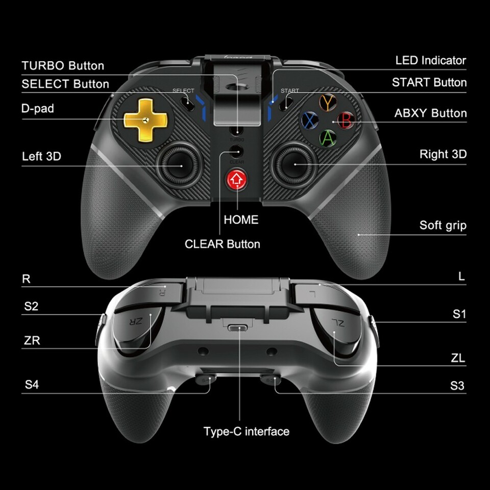 Gamepad controller wireless gold warrior 2.4g, android si ios, suport smartphone 6 inch