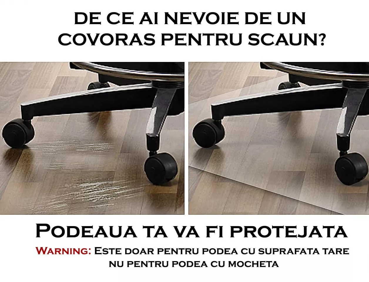 Covoras protectie pardoseala,140x100 cm, transparent, aspect mat, grosime 0.5 mm, pvc
