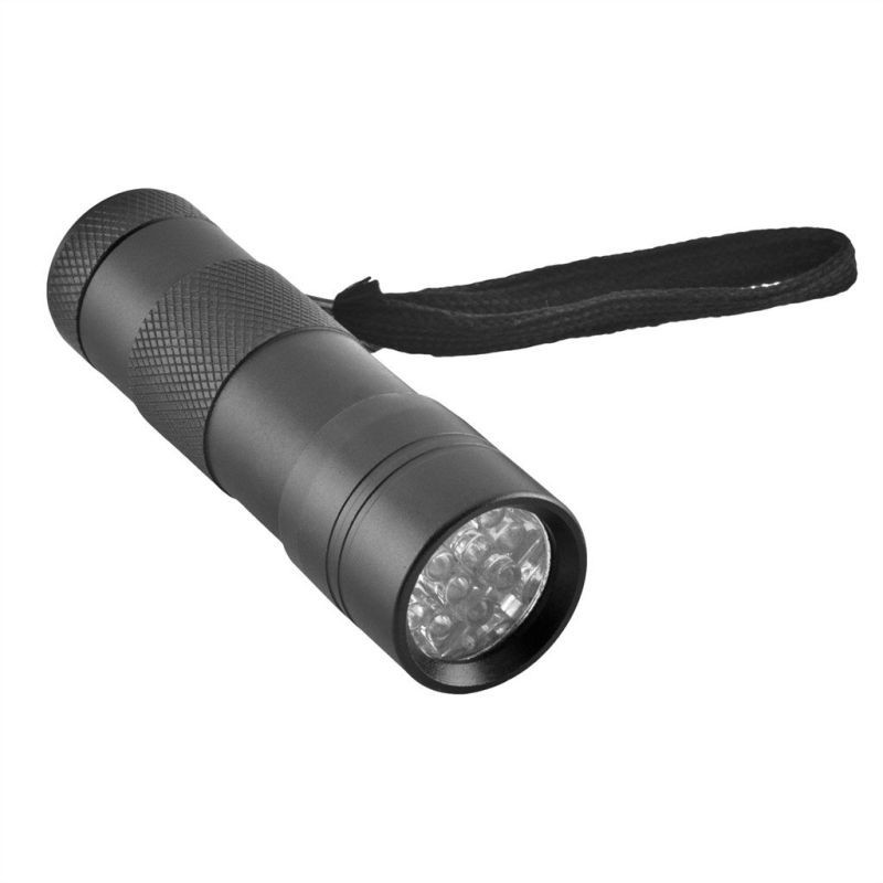 Lanterna uv 12 led-uri 385nm, protectie ip54, material aluminiu, negru