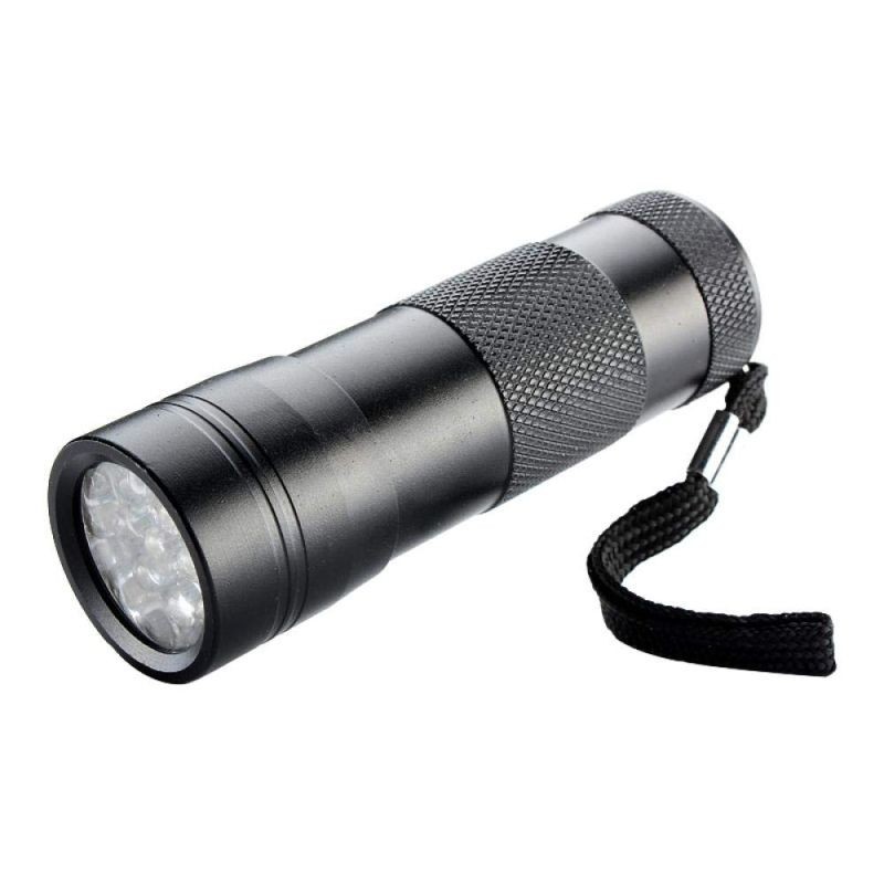 Lanterna uv 12 led-uri 385nm, protectie ip54, material aluminiu, negru