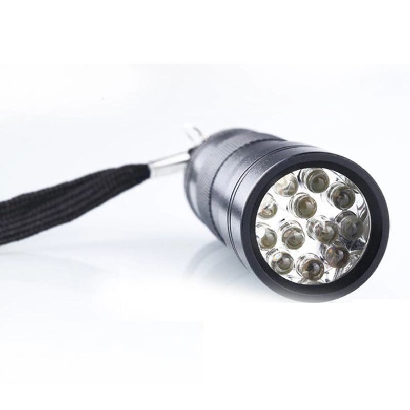 Lanterna uv 12 led-uri 385nm, protectie ip54, material aluminiu, negru