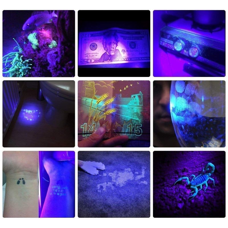Lanterna uv 12 led-uri 385nm, protectie ip54, material aluminiu, negru