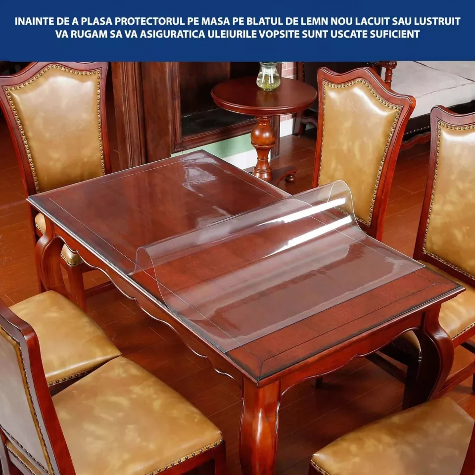 Protectie pvc pentru birou, mobilier, 1.5 mm grosime, 120x90 cm, transparenta