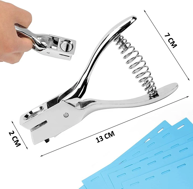 Perforator pentru carduri, etichete, tip cleste, gaura 13x3 mm, metalic