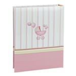 Album foto baby chart book, personalizabil, 300 fotografii, 10x15 cm, spatiu notite, pagini cartonate culoare roz