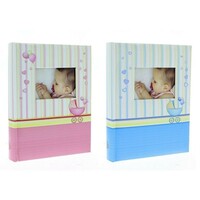 Album foto baby born book, 100 fotografii 10x15 cm, coperta personalizabila, spatiu notite culoare albastru