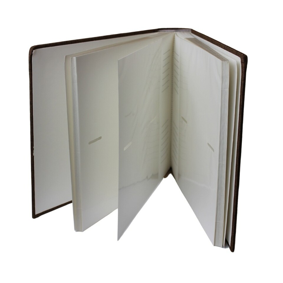 Album foto canvas book, capacitate 200 poze, format 10x15 cm, spatiu notite culoare maro
