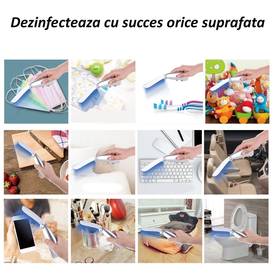 Sterilizator portabil cu lumina uvc, 2w, alimentare baterii, pliabil