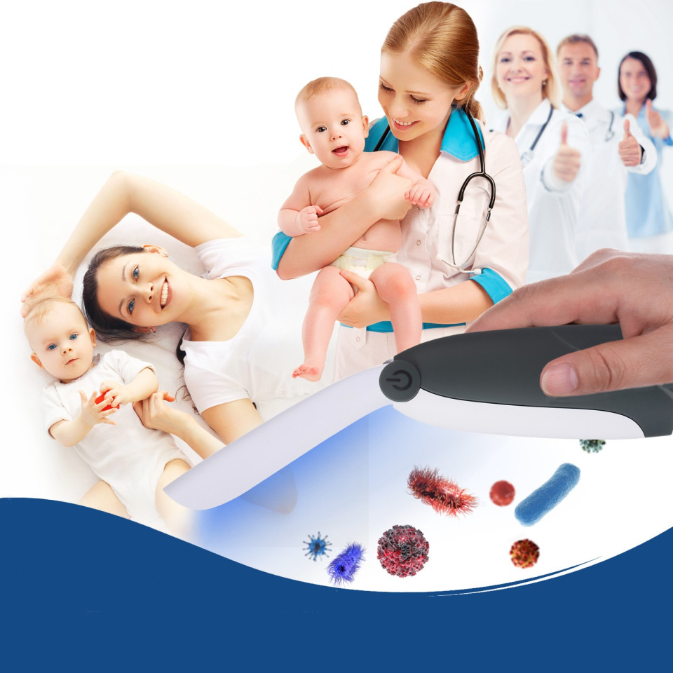 Sterilizator portabil cu lumina uvc, 2w, alimentare baterii, pliabil