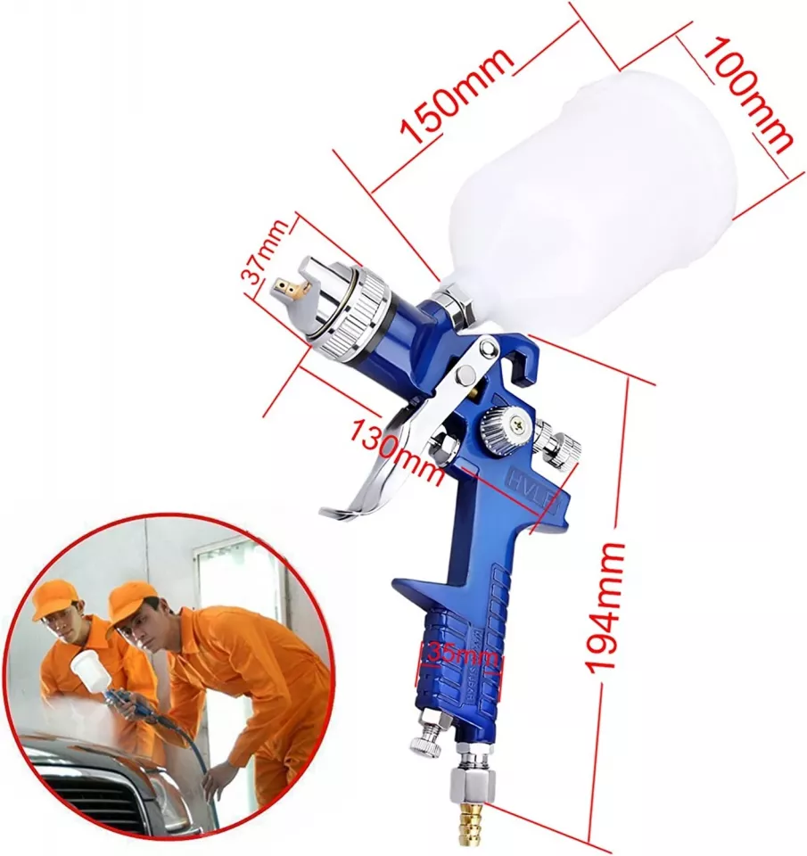 Pistol de vopsit cu aer comprimat, capacitate 600 ml, presiune reglabila, duza 1.4, recipient vopsea 10x15 cm