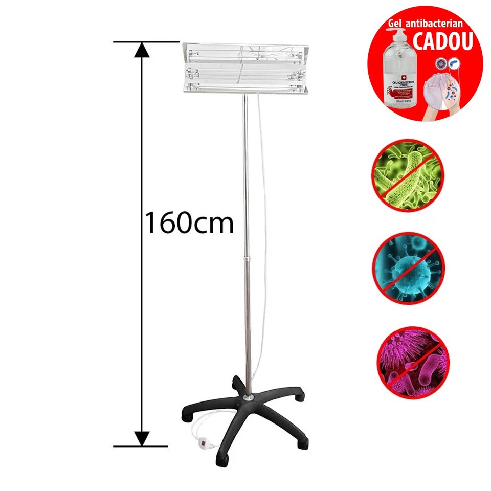 Lampa bactericida uvc 15w cu stativ, portabila, orientabila cu reflector, sterilizare, inaltime ajustabila